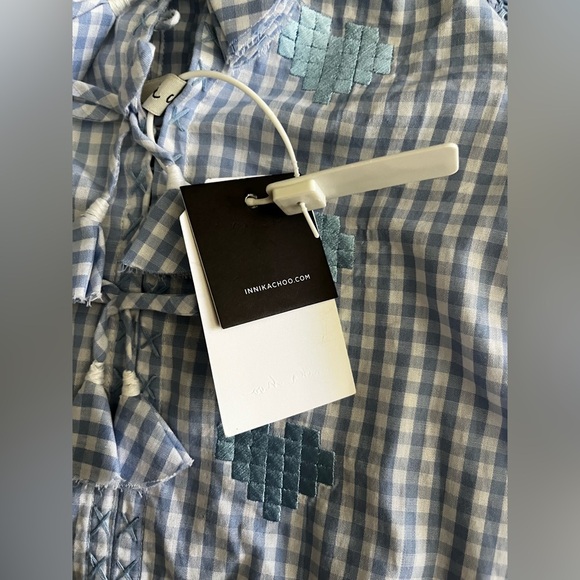 NWT Innika Choo Girls Oliver Daily Smock Top Baby Blue Gingham - Size 4 - Picture 2 of 7